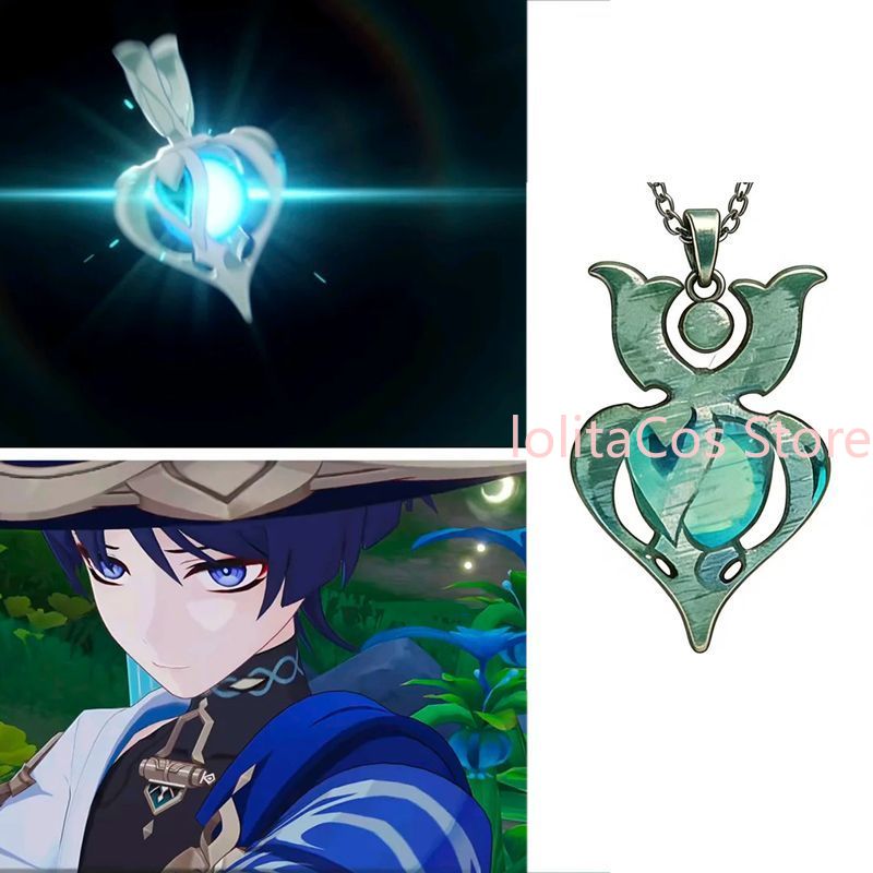 Anime Pendant Necklace - Genshin Impact Wanderer Liontin Kalung Logam