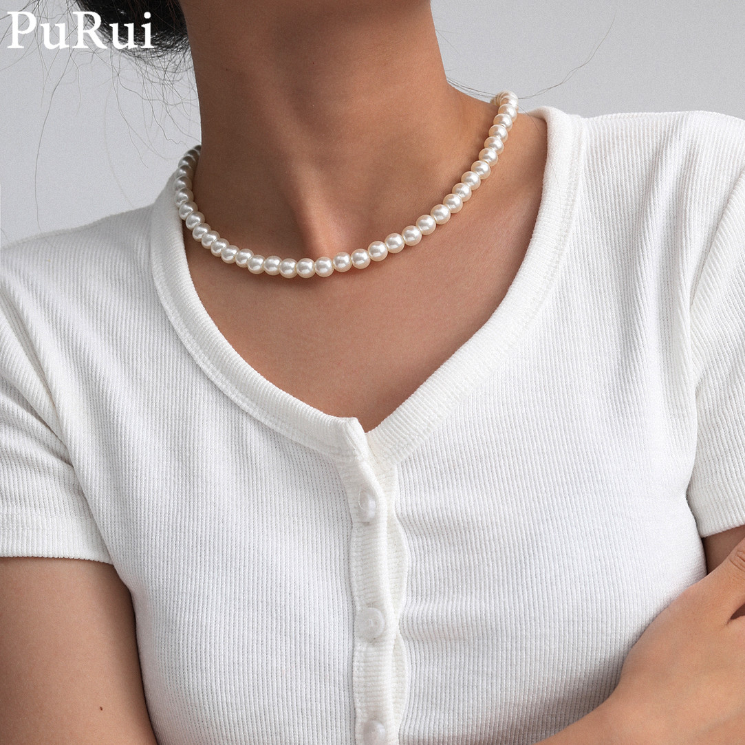 Kalung Choker mutiara imitasi  - Pearl Choker Necklace Vintage ulasan dan harga