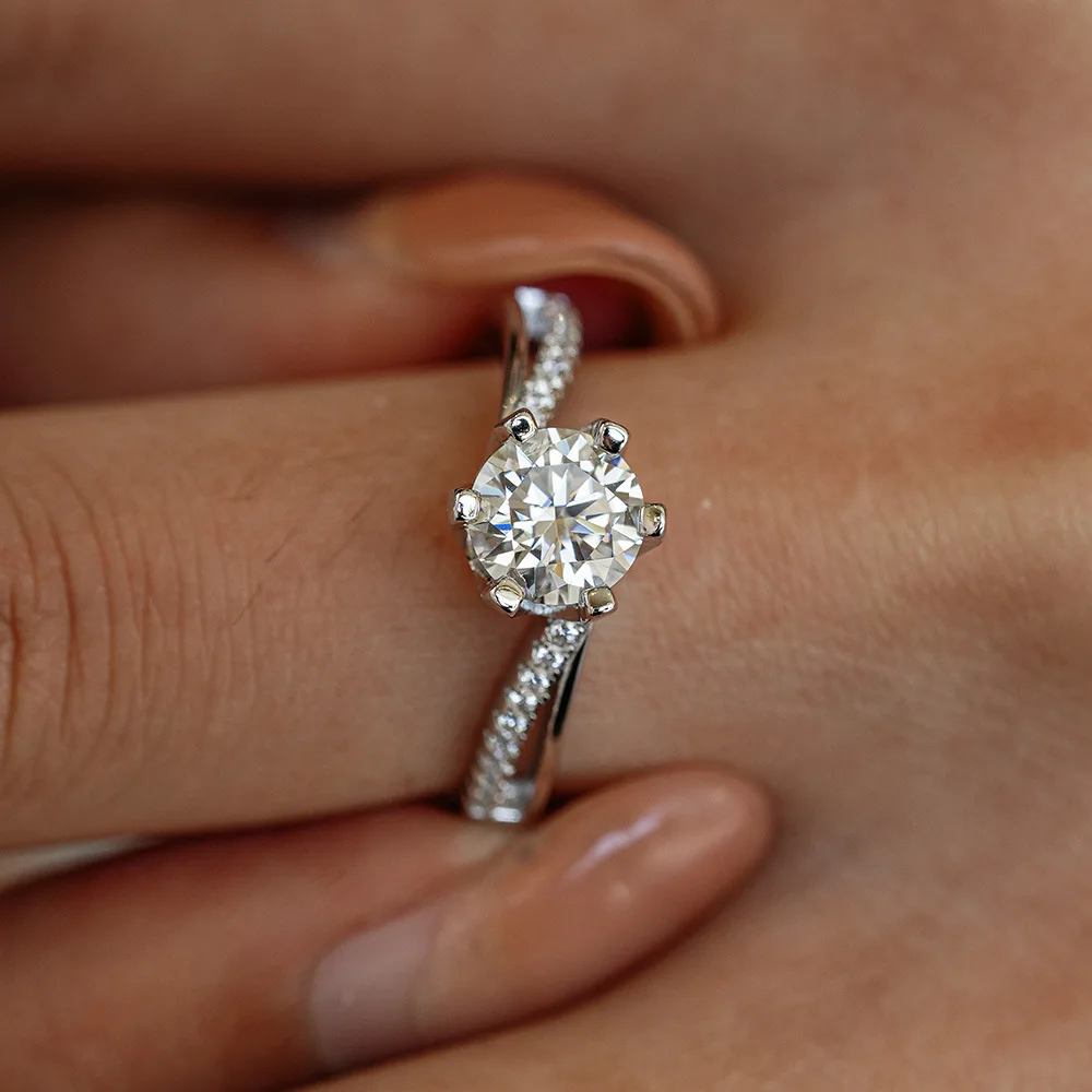 Cincin Moissanite Platinum PT9 - Moissanite Engagement Ring 1 Carat ulasan dan harga