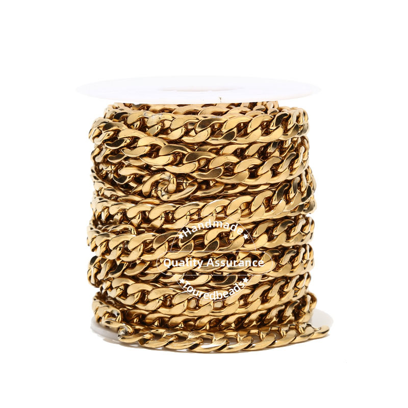 1M Gold Tone 12Mm Lebar Berat  - Cuban Link Chain 12Mm ulasan dan harga